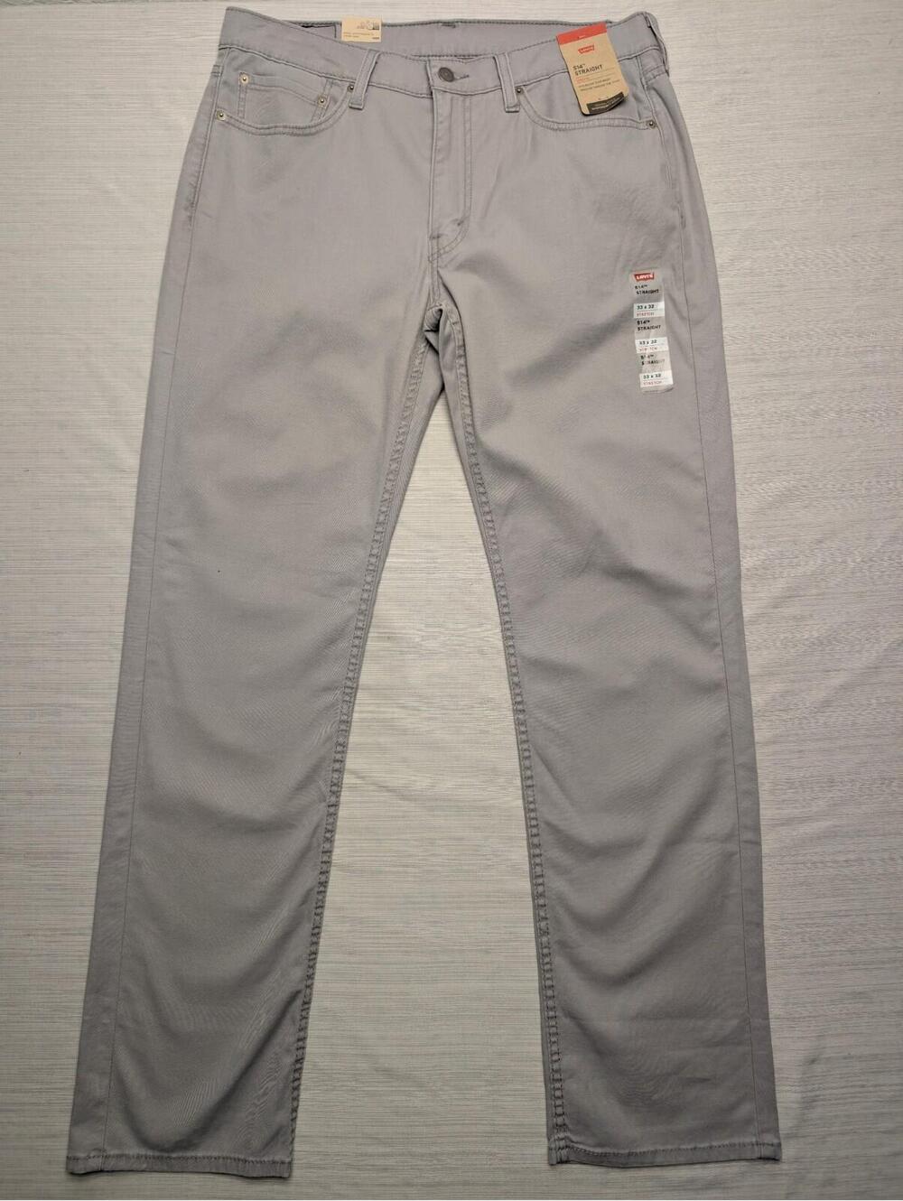 NWT Levi's 514 Straight Fit Stretch Pants Grey Sharkskin Bellow Waist 33x32